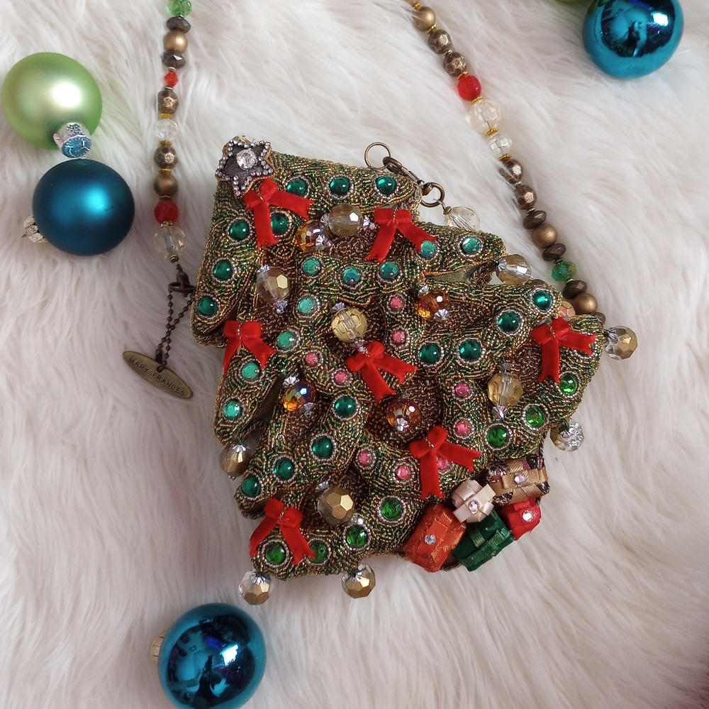 Mary Frances Will All the Trimmings Beaded Christmas Tree Holiday Vintage Bag - Picture 16 of 16